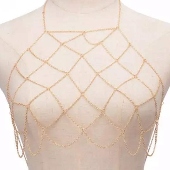 Halter Style Bikini Chain, Silvertone or Goldtone - Picture 5 of 8